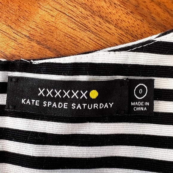 Kate Spade Saturday Let Loose Dress Fit Flare Black White Stripe Size 0 - Picture 11 of 12